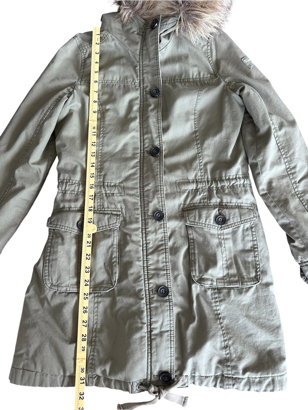 Abercrombie & Fitch Women’s Y2K Sherpa Lined Military Parka Fur Trim Hood Medium - Picture 15 of 16